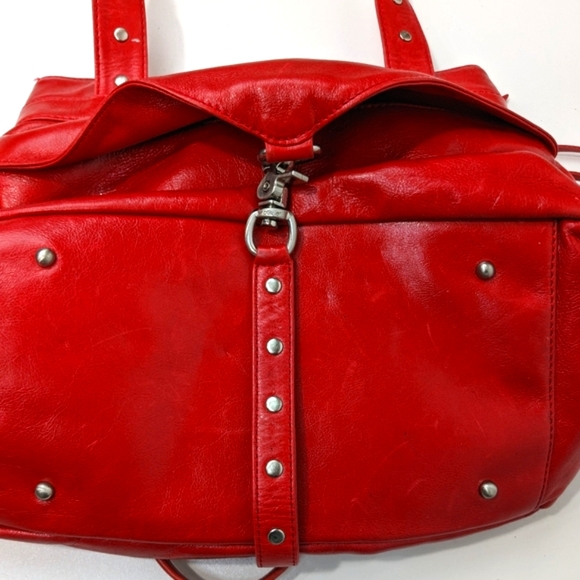 Botkier Clyde Trigger Studded Red Leather Satchel Vintage - Picture 9 of 9